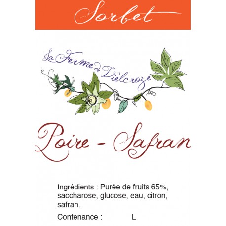Pot 500 ml Sorbet Poire Safran Plein Fruits